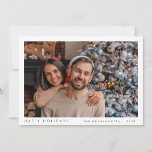 Minimalistische kerst moderne familie foto rood feestdagenkaart