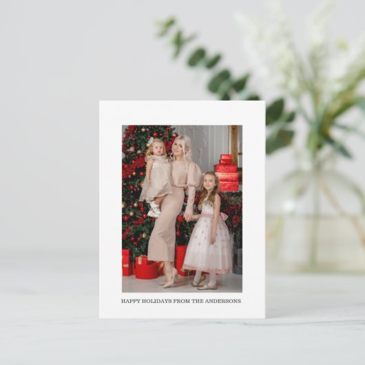 Minimalistische kerst moderne foto vakantie berich feestdagenkaart (Staand voorkant)