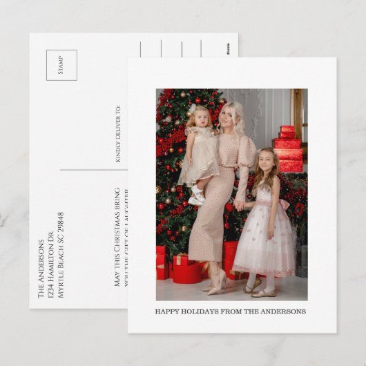Minimalistische kerst moderne foto vakantie berich feestdagenkaart (Voorkant / Achterkant)