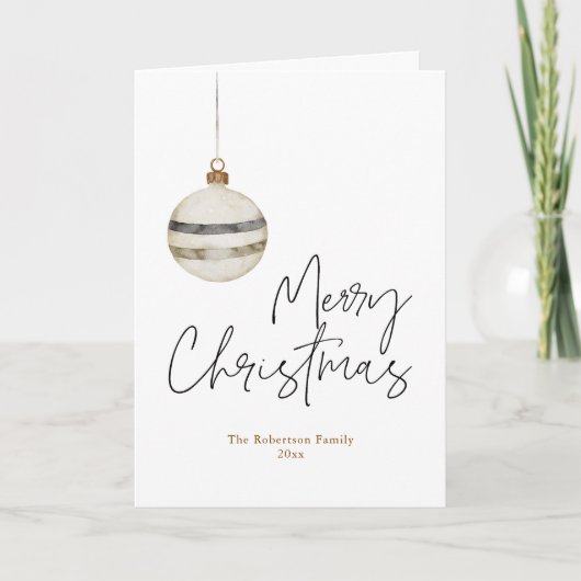 Minimalistische Kerst Ornament Ball Kaart (Voorkant)