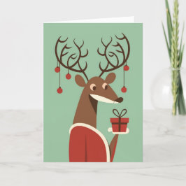 Minimalistische kerst rendier cadeau cadeau vakant feestdagen kaart