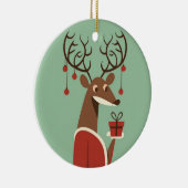 Minimalistische kerst rendier cadeau cadeau vakant keramisch ornament (Rechts)