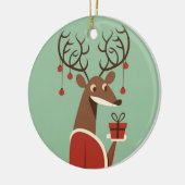 Minimalistische kerst rendier cadeau cadeau vakant keramisch ornament (Links)
