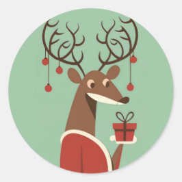 Minimalistische kerst rendier cadeau cadeau vakant ronde sticker