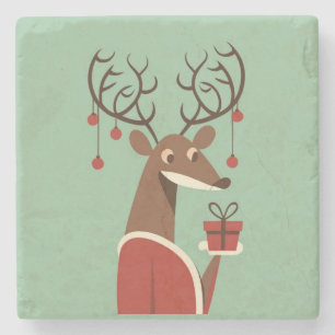 Minimalistische kerst rendier cadeau cadeau vakant stenen onderzetter