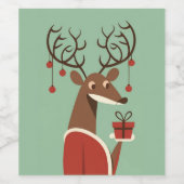 Minimalistische kerst rendier cadeau cadeau vakant wijn etiket (Enkel label)