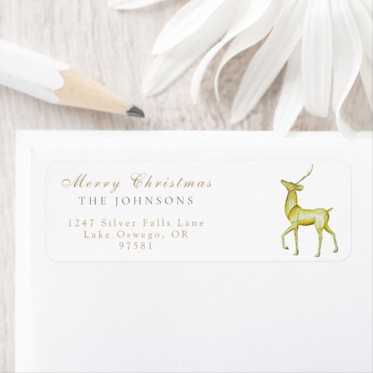 Minimalistische kerst-rendier retouradreslabel etiket (Insitu)