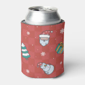 Minimalistische kerst: rood naadloos design. blikjeskoeler (Blikje Voorkant)