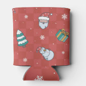 Minimalistische kerst: rood naadloos design. blikjeskoeler (Achterkant)