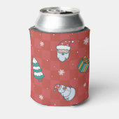 Minimalistische kerst: rood naadloos design. blikjeskoeler (Blikje Achterkant)