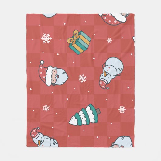 Minimalistische kerst: rood naadloos design. fleece deken (Voorkant)