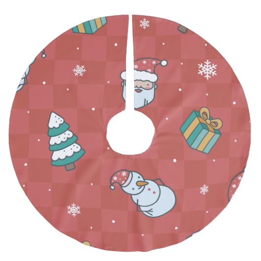 Minimalistische kerst: rood naadloos design. kerstboom rok (Voorkant)