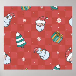 Minimalistische kerst: rood naadloos design. poster