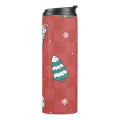 Minimalistische kerst: rood naadloos design. thermosbeker (Gedraaid links)