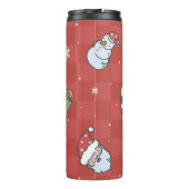 Minimalistische kerst: rood naadloos design. thermosbeker (Achterkant)