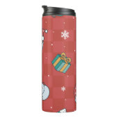 Minimalistische kerst: rood naadloos design. thermosbeker (Geroteerd rechts)
