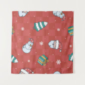 Minimalistische kerst: rood naadloos design. wandkleed (Voorkant (horizontaal))