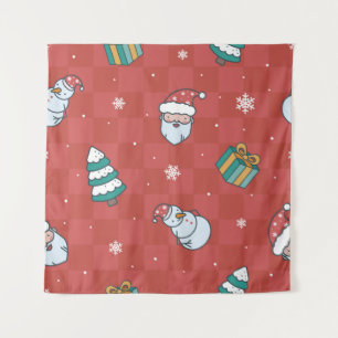 Minimalistische kerst: rood naadloos design. wandkleed