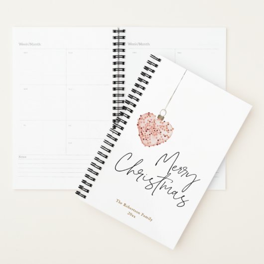 Minimalistische Kerst Roze Hart Ornament Planner (Display)