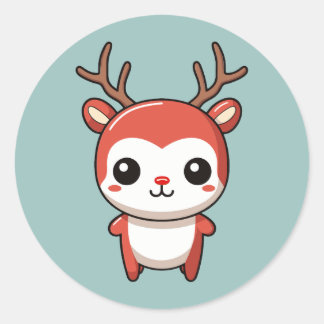 Minimalistische kerst Schattige Baby Rudolph rendi Ronde Sticker