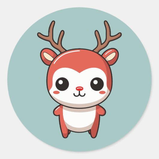 Minimalistische kerst Schattige Baby Rudolph rendi Ronde Sticker (Voorkant)