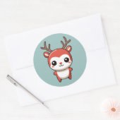 Minimalistische kerst Schattige Baby Rudolph rendi Ronde Sticker (Envelop)