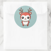 Minimalistische kerst Schattige Baby Rudolph rendi Ronde Sticker (Tas)