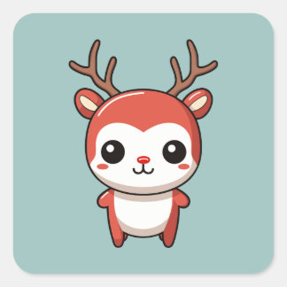 Minimalistische kerst Schattige Baby Rudolph rendi Vierkante Sticker