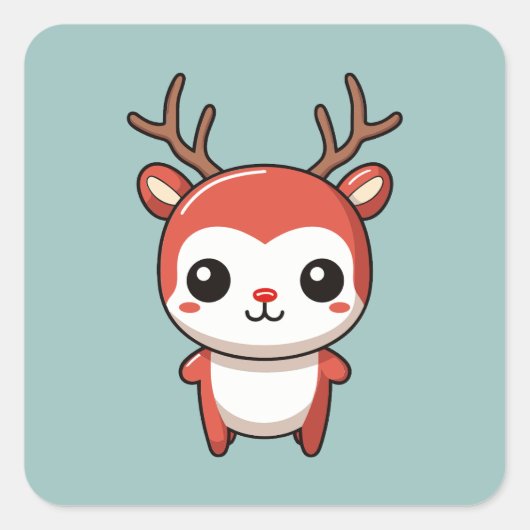 Minimalistische kerst Schattige Baby Rudolph rendi Vierkante Sticker (Voorkant)