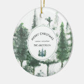 Minimalistische Kerst waterverf Chique bos foto Keramisch Ornament (Links)