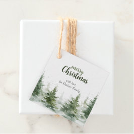 Minimalistische kerst Waterverf Evergreen Snow Bedankjes Labels