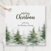 Minimalistische kerst Waterverf Evergreen Snow Bedankjes Labels (Voorkant)