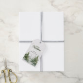 Minimalistische kerst Waterverf Evergreen Snow Cadeaulabel (Met Touw)