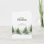 Minimalistische kerst Waterverf Evergreen Snow Feestdagen Kaart (Voorkant)