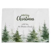Minimalistische kerst Waterverf Evergreen Snow Groot Cadeauzakje (Voorkant)
