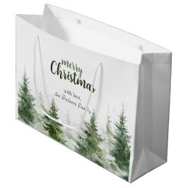Minimalistische kerst Waterverf Evergreen Snow Groot Cadeauzakje