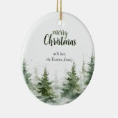 Minimalistische kerst Waterverf Evergreen Snow Keramisch Ornament (Rechts)