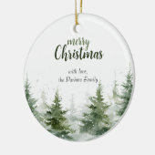 Minimalistische kerst Waterverf Evergreen Snow Keramisch Ornament (Links)