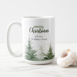 Minimalistische kerst Waterverf Evergreen Snow Koffiemok