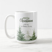 Minimalistische kerst Waterverf Evergreen Snow Koffiemok (Links)