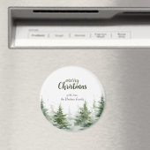 Minimalistische kerst Waterverf Evergreen Snow Magneet (Insitu (Vaatwasser))