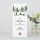 Minimalistische kerst Waterverf Evergreen Snow Menu (Staand voorkant)