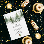 Minimalistische kerst Waterverf Evergreen Snow Menu