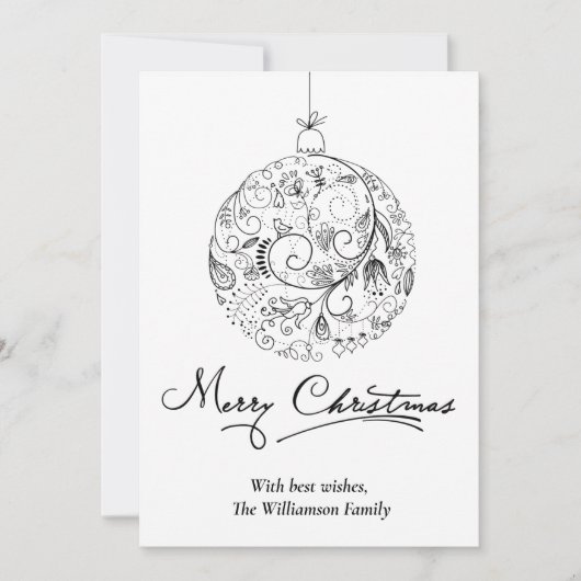 Minimalistische Kerstbal Feestdagenkaart (Voorkant)