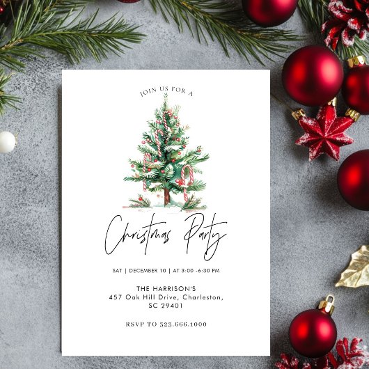 Minimalistische kerstboho kerstdiner kaart