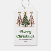 Minimalistische kerstbomen aards aangepaste cadeau cadeaulabel (Voorkant)