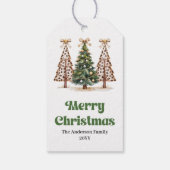 Minimalistische kerstbomen aards aangepaste cadeau cadeaulabel (Achterkant)