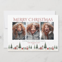 Minimalistische kerstbomen cadeaus vakantiefoto feestdagenkaart