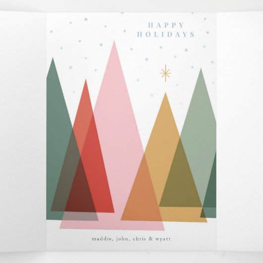 Minimalistische Kerstbomen Drieluik Wenskaart (Binnenkant midden)