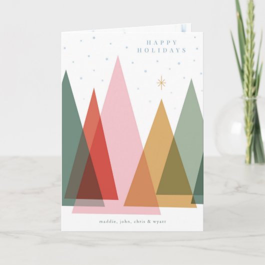 Minimalistische Kerstbomen Feestdagen Kaart (Voorkant)